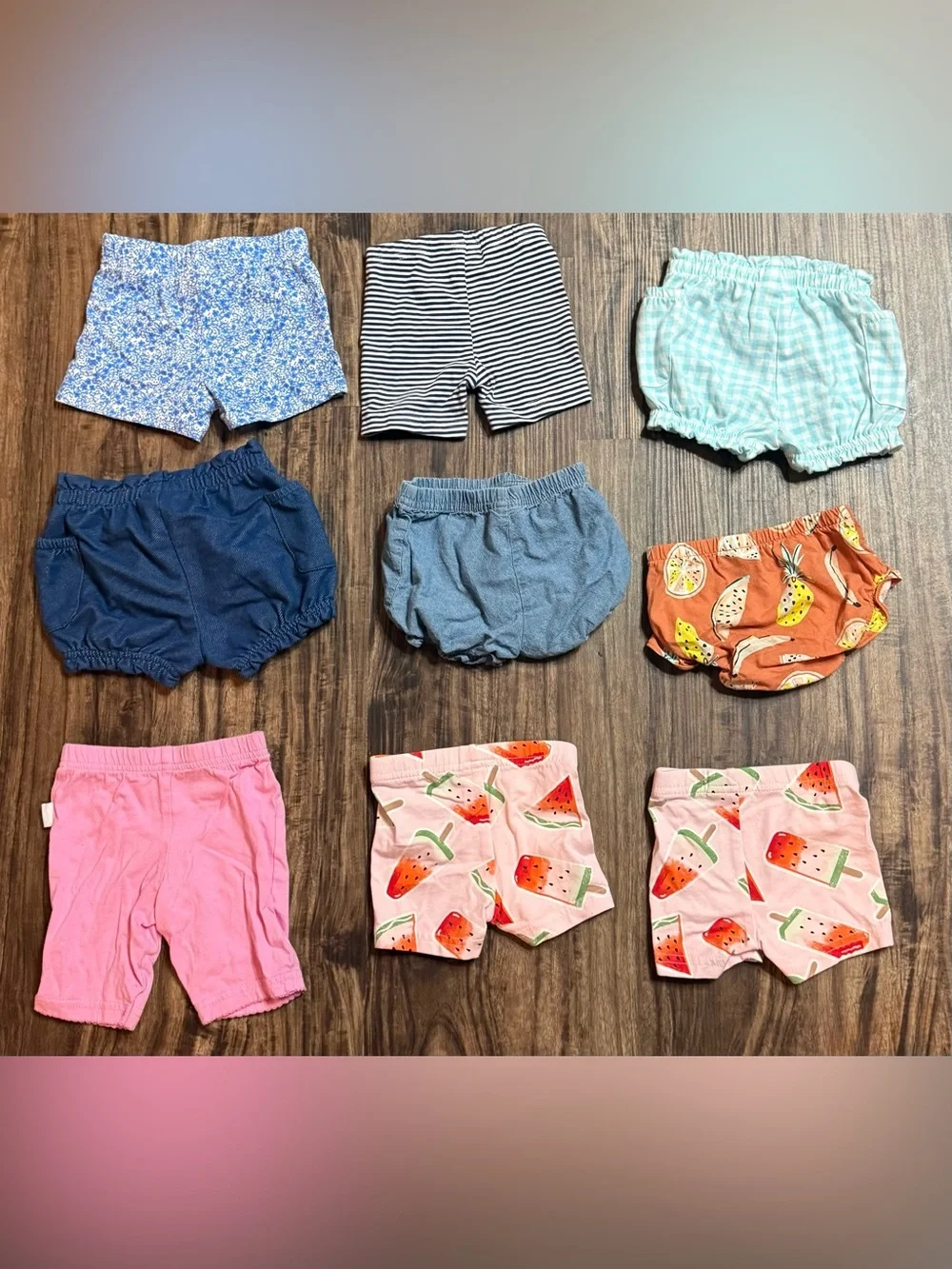 0-3 Months Baby Girl Shorts Bloomers Lot of 9 Spring Summer Bottoms Diaper Cover